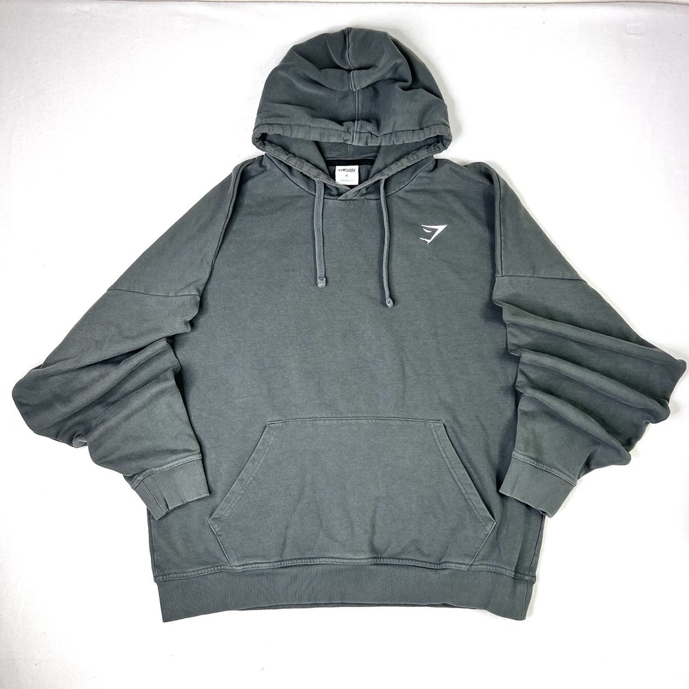 Gymshark Men's Gray Pullover Hoodie Logo Pockets Size XL